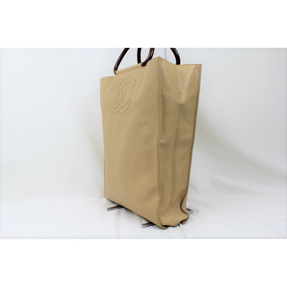 Chanel Tote Wood Bundle Bag Beige - Picture 1 of 15